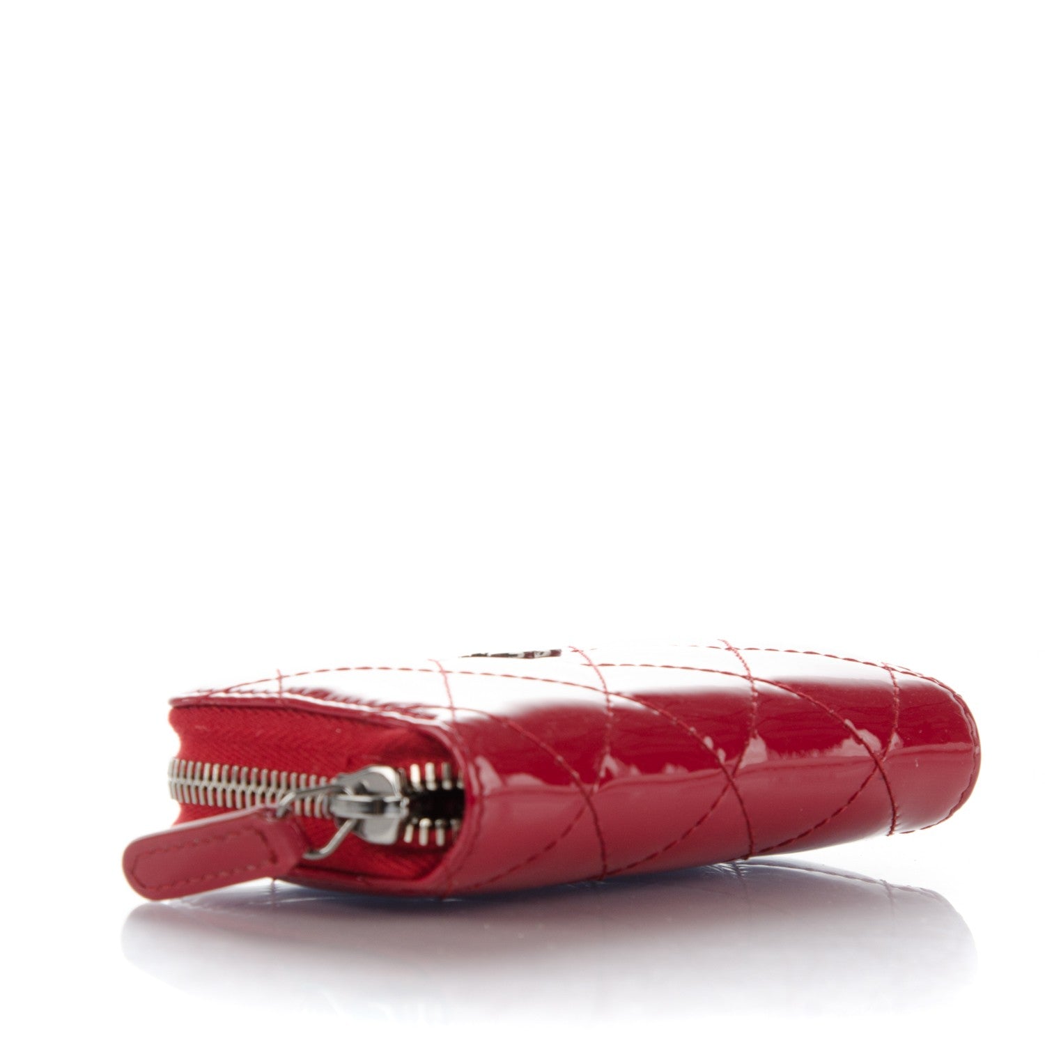 Chanel Patent Calfskin Quilted Zip Coin Purse Red 4 of 7