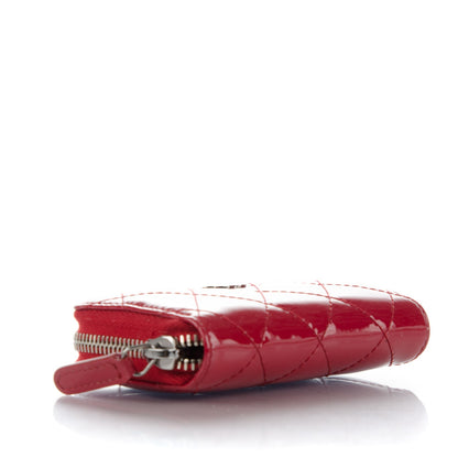 Chanel Patent Calfskin Quilted Zip Coin Purse Red 4 of 7