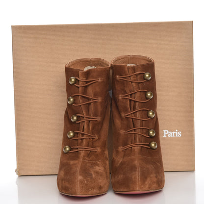 Christian Louboutin Veau Velours Fifre Corset Booties 39.5 Sella Bronze 7 of 7