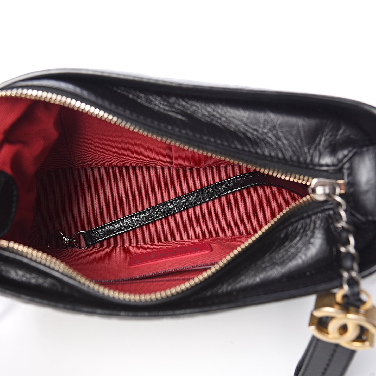 Aged Calfskin Quilted Small Gabrielle Hobo Black