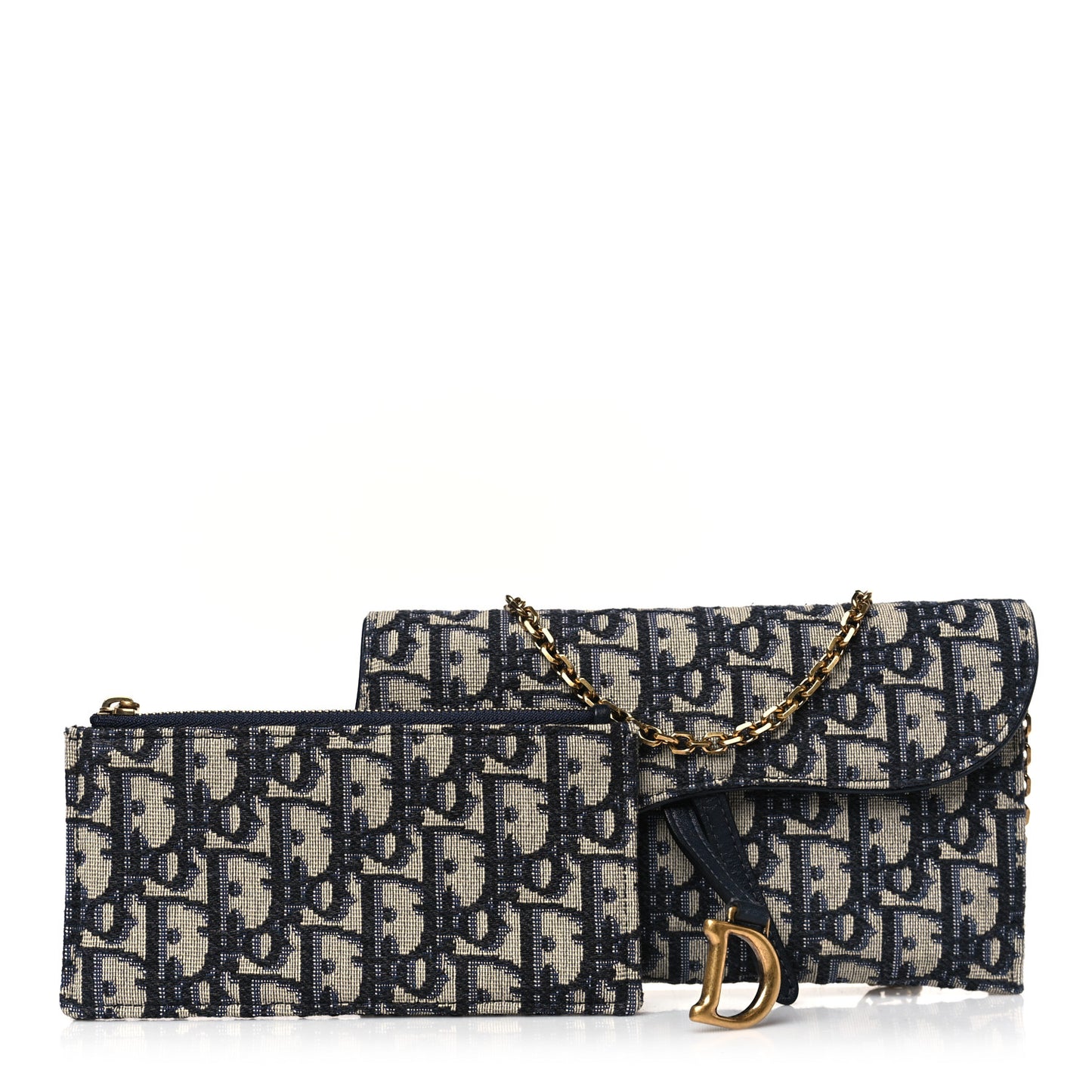 Oblique Saddle Chain Long Wallet Blue
