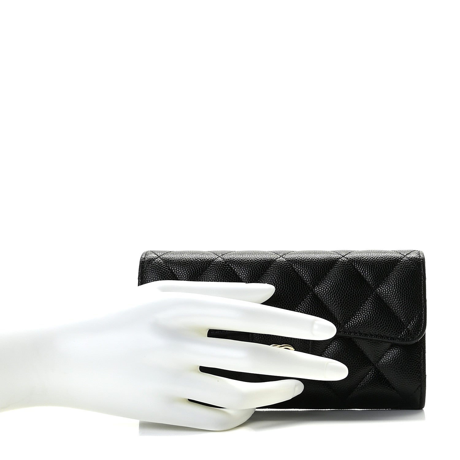 Chanel Caviar Quilted Medium Gusset Flap Wallet Black 6 of 9