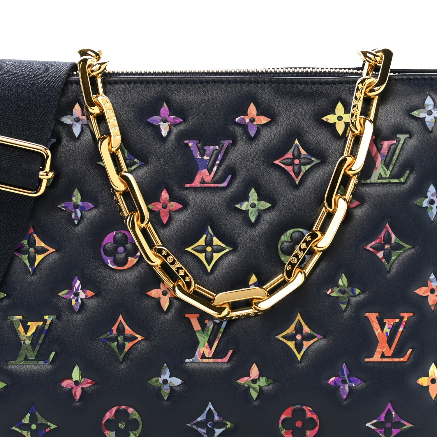 Louis Vuitton Lambskin Embossed Monogram LV Garden Coussin PM Navy 5 of 10