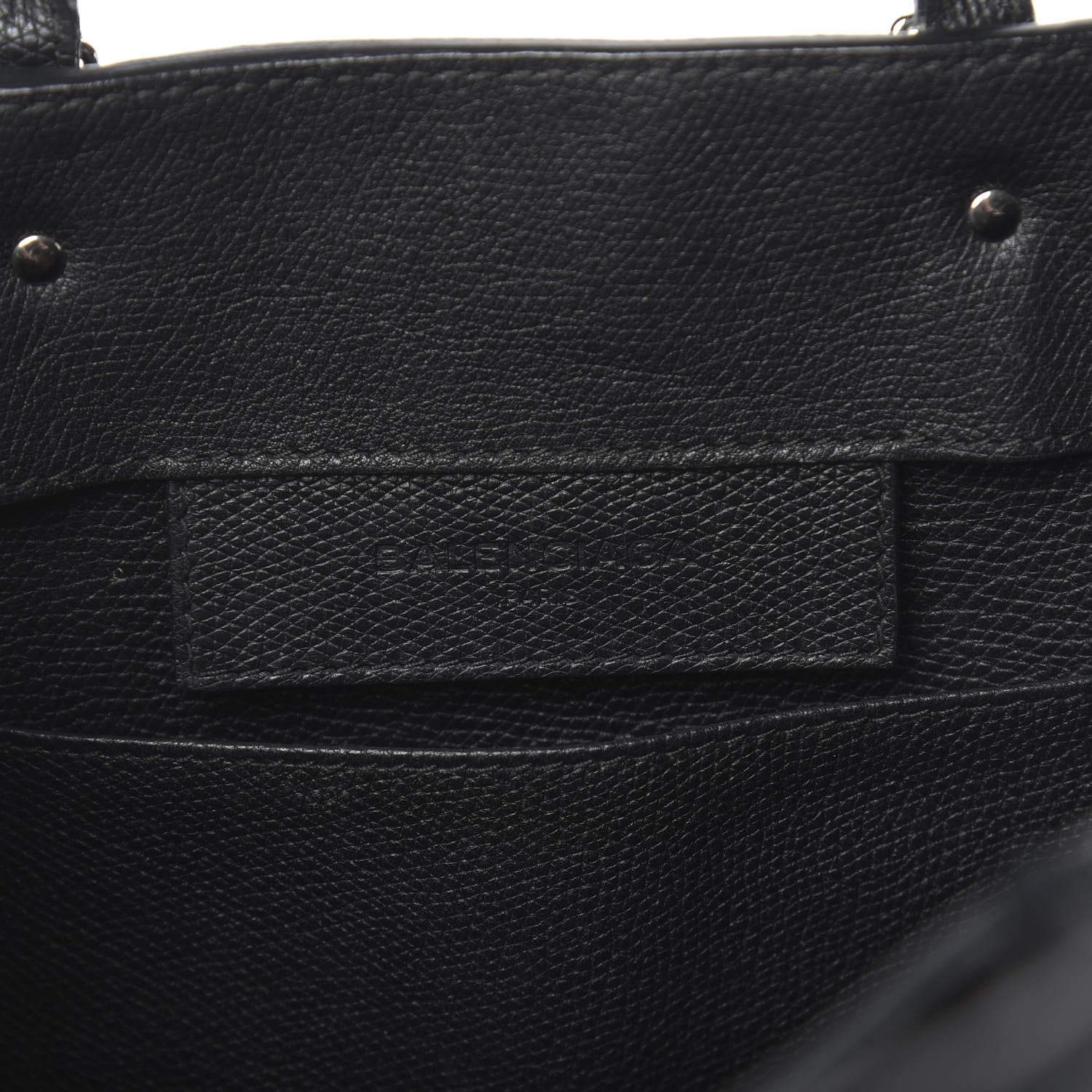 Balenciaga Grained Calfskin Plate Hardware Papier A6 Zip Around Tote Black 6 of 12