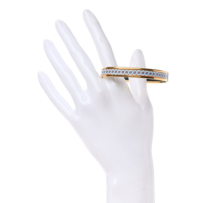 Hermes Enamel Printed Bride De Cour Narrow Bracelet 65 Orange Bleu 2 of 6
