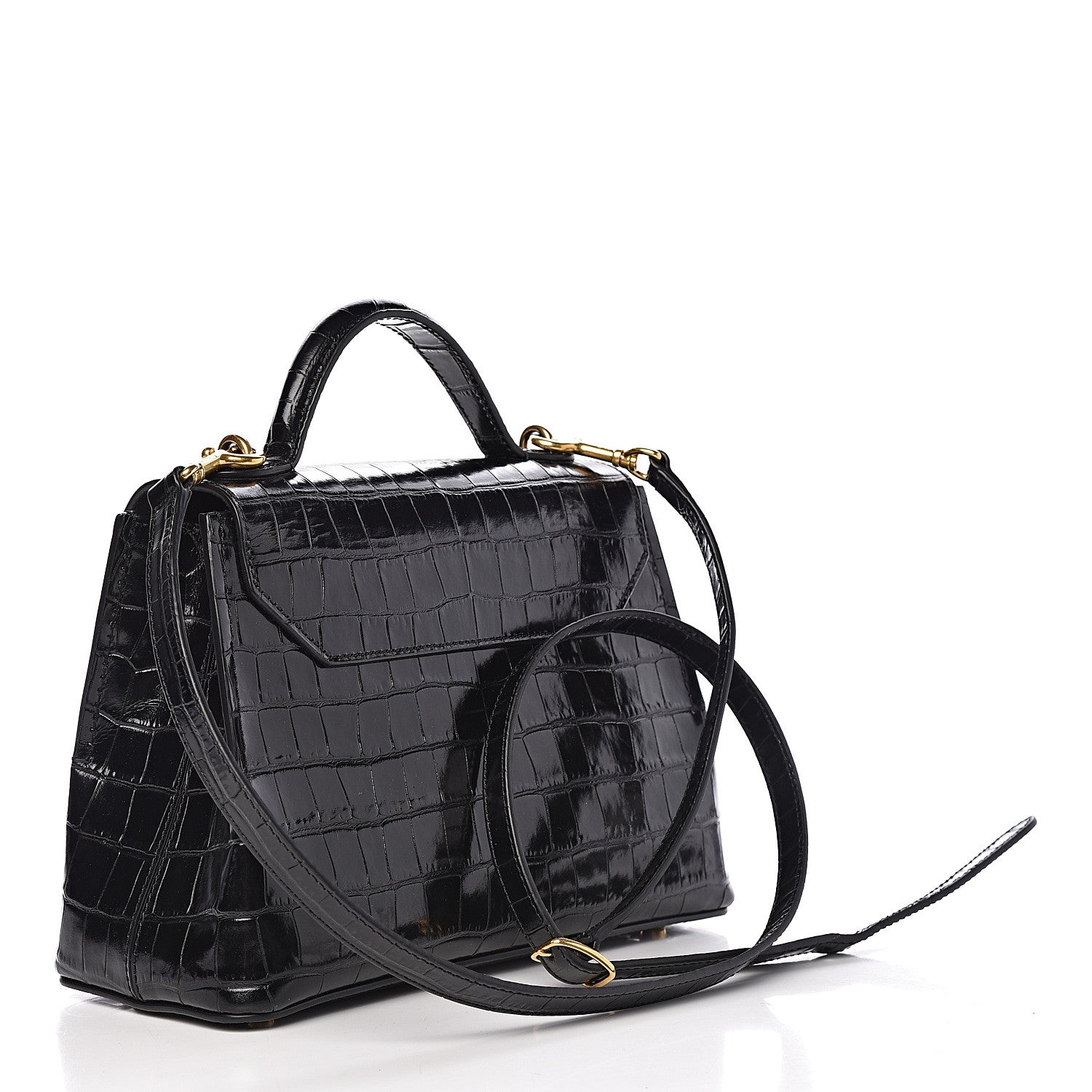 Mulberry Calfskin Crocodile Embossed Mini Seaton Black 3 of 20