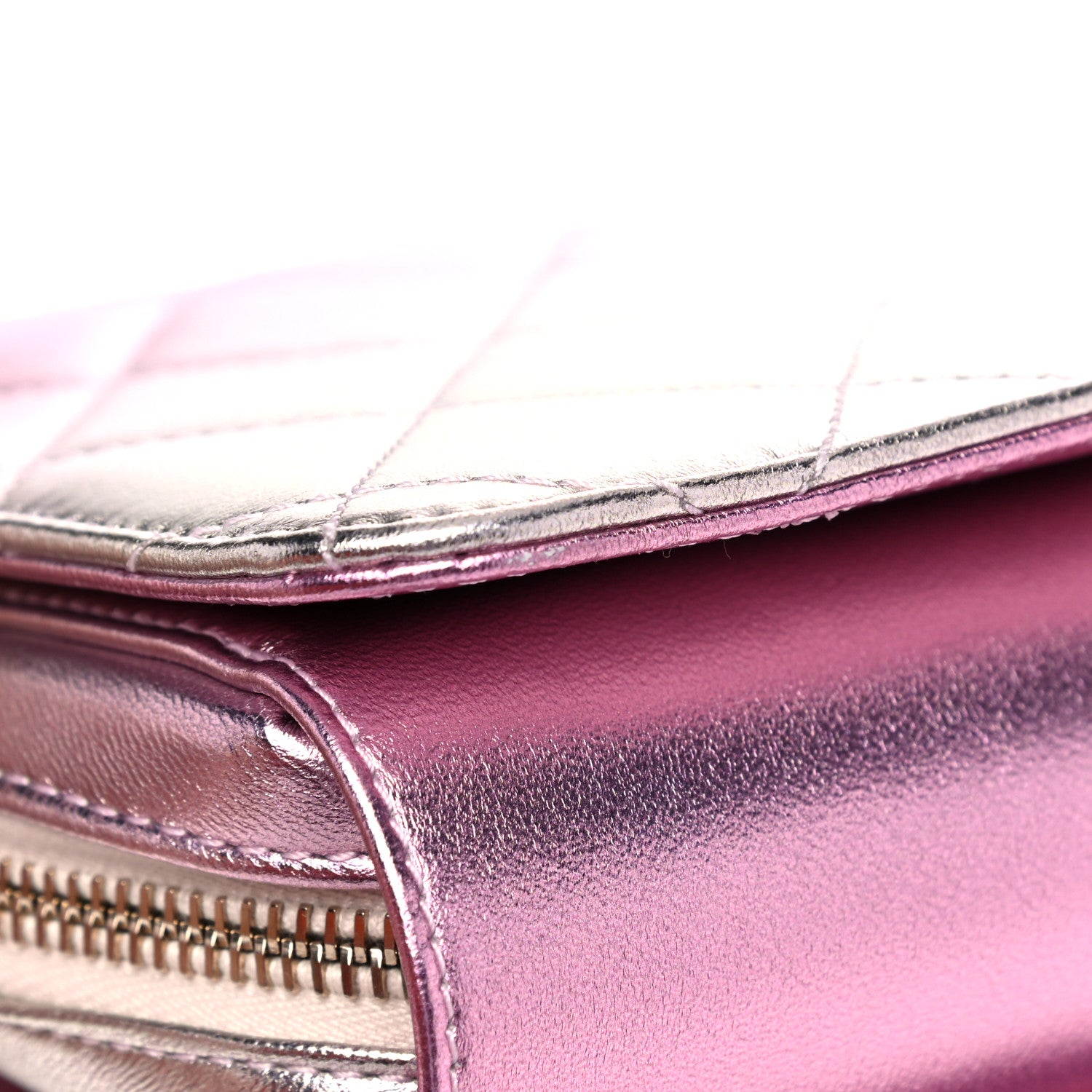 Chanel Metallic Lambskin Like A Wallet Flap Golden Pink 11 of 17