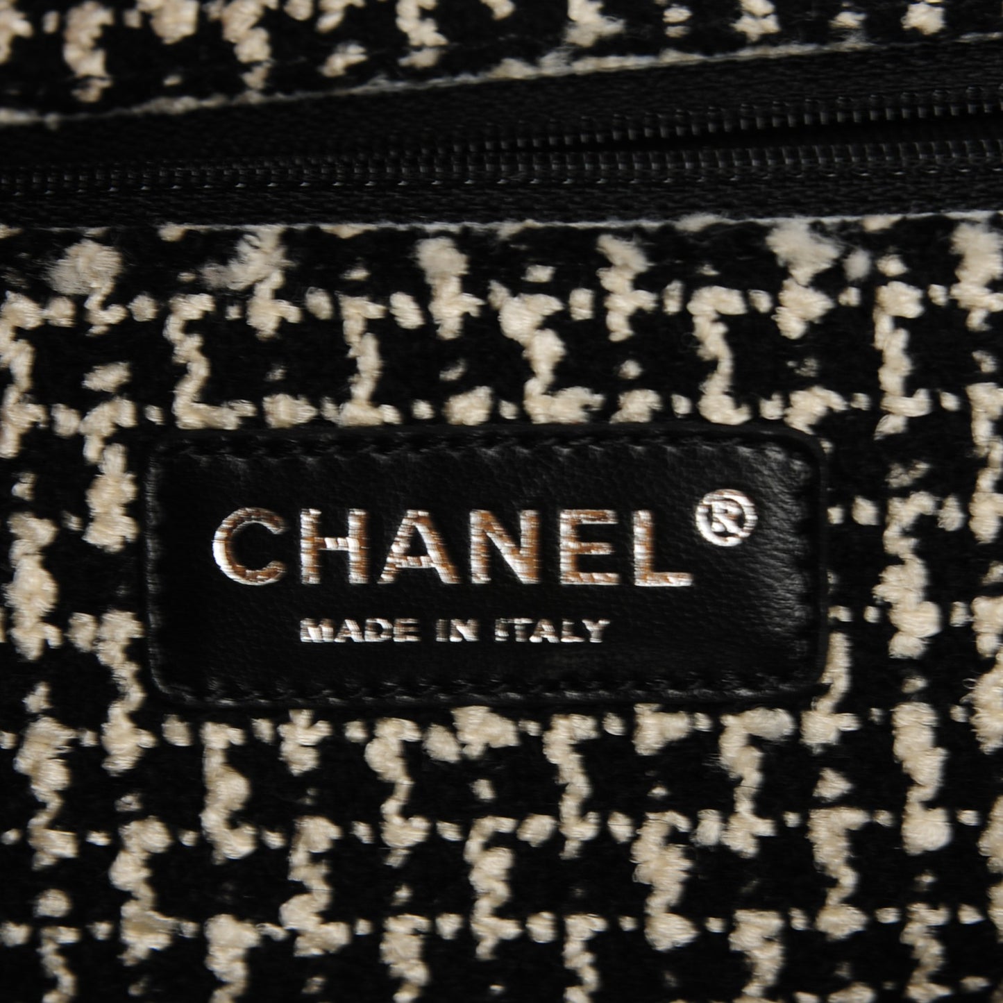 Glazed Calfskin Tweed Tweedy Tote Black