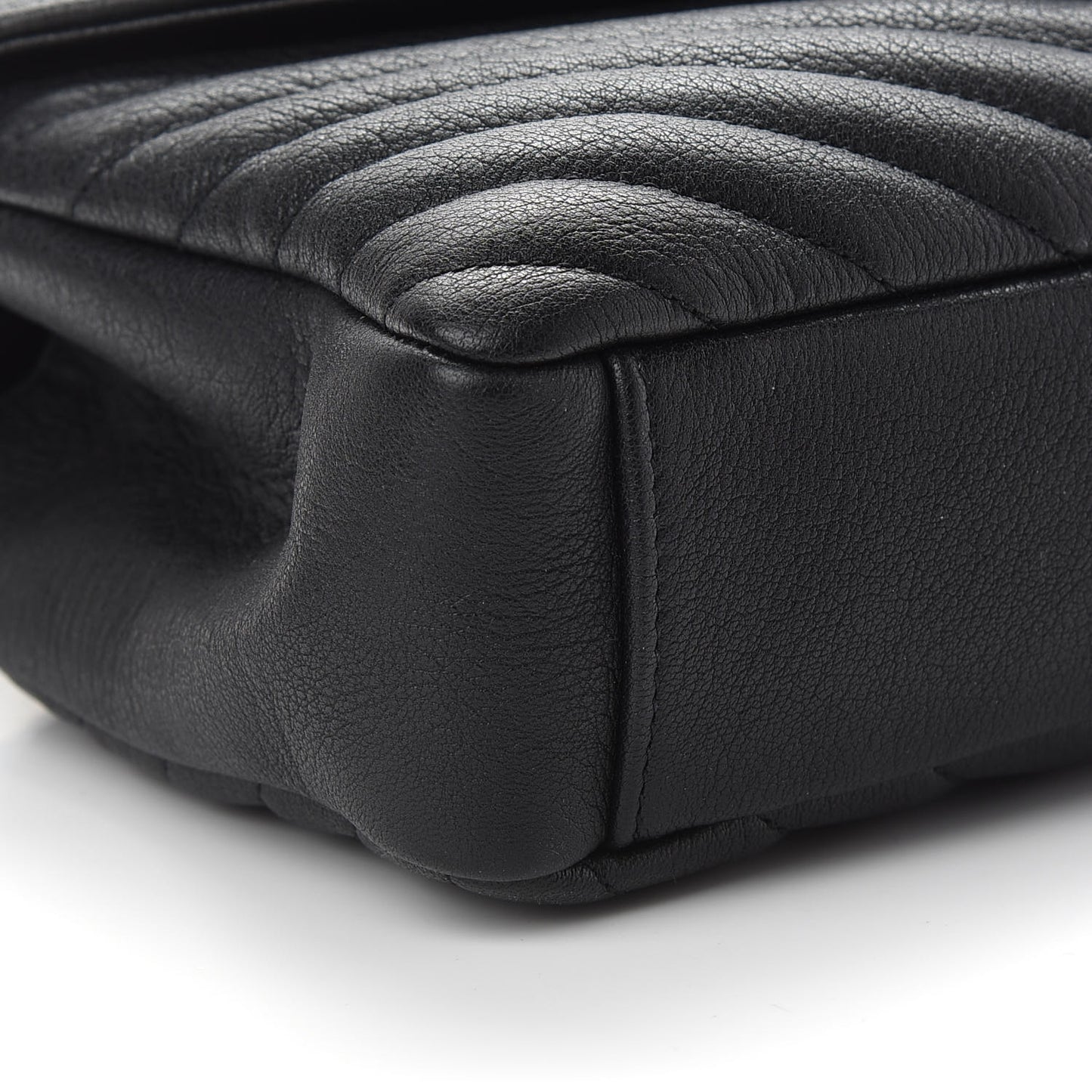 Sheepskin Matelasse Chevron Monogram Medium College Bag Black