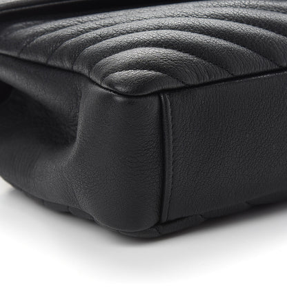 Saint Laurent Sheepskin Matelasse Chevron Monogram Medium College Bag Black 8 of 9