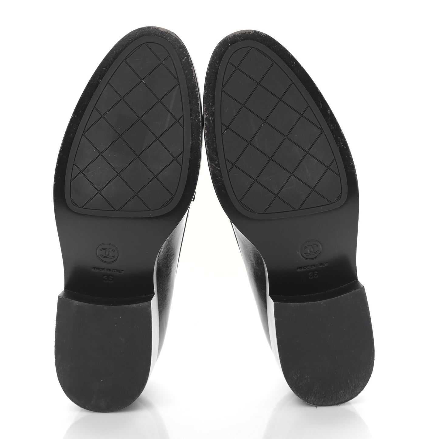 Calfskin Metal CC Mocassin Loafers 36 Dark Brown