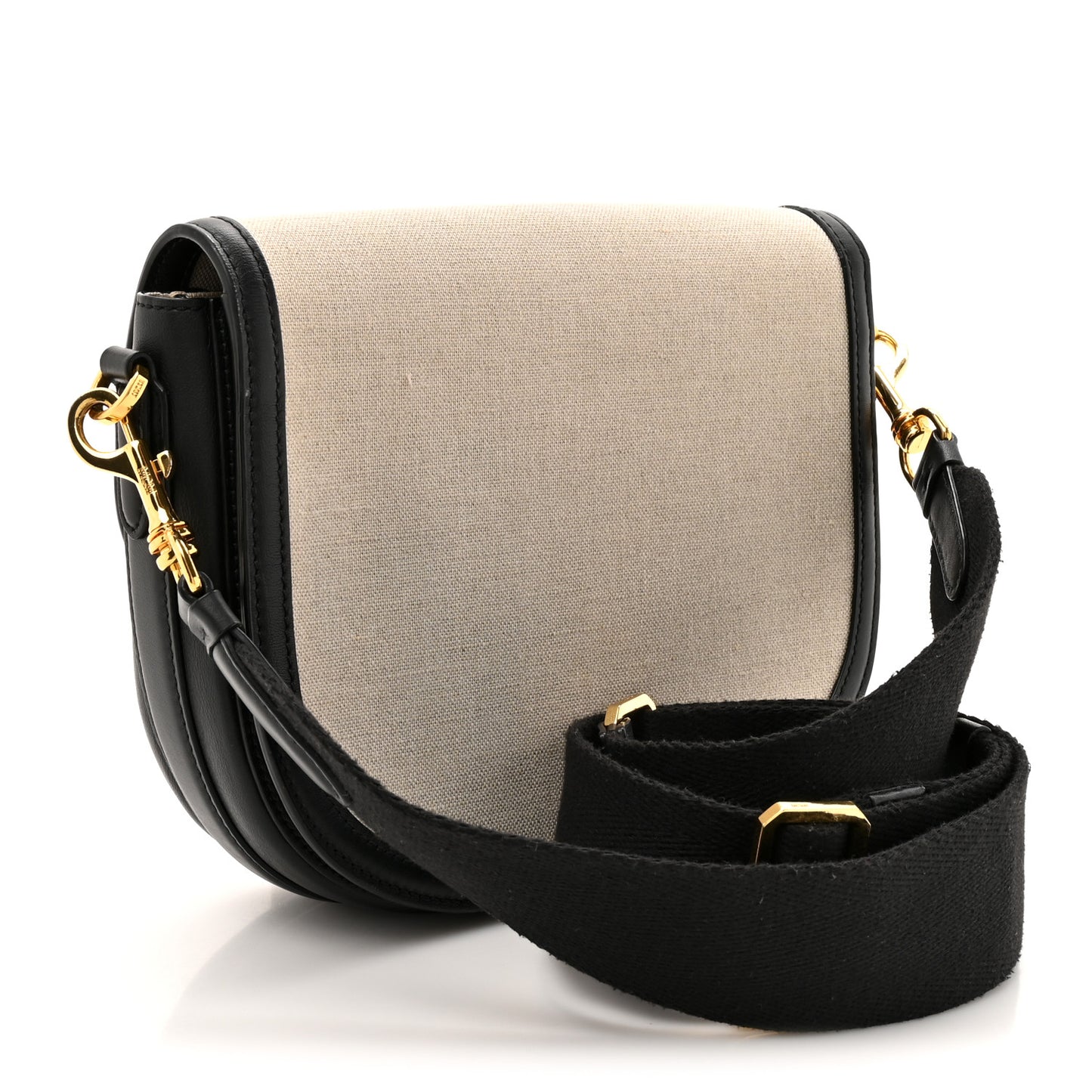 Calfskin Linen Small Travia Crossbody Black
