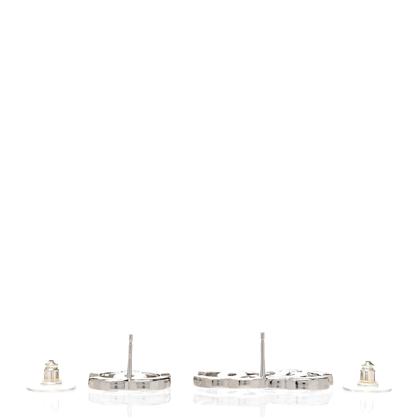 Baguette Crystal Double CC Earrings Silver