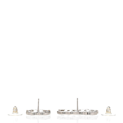 Chanel Baguette Crystal Double CC Earrings Silver 3 of 5