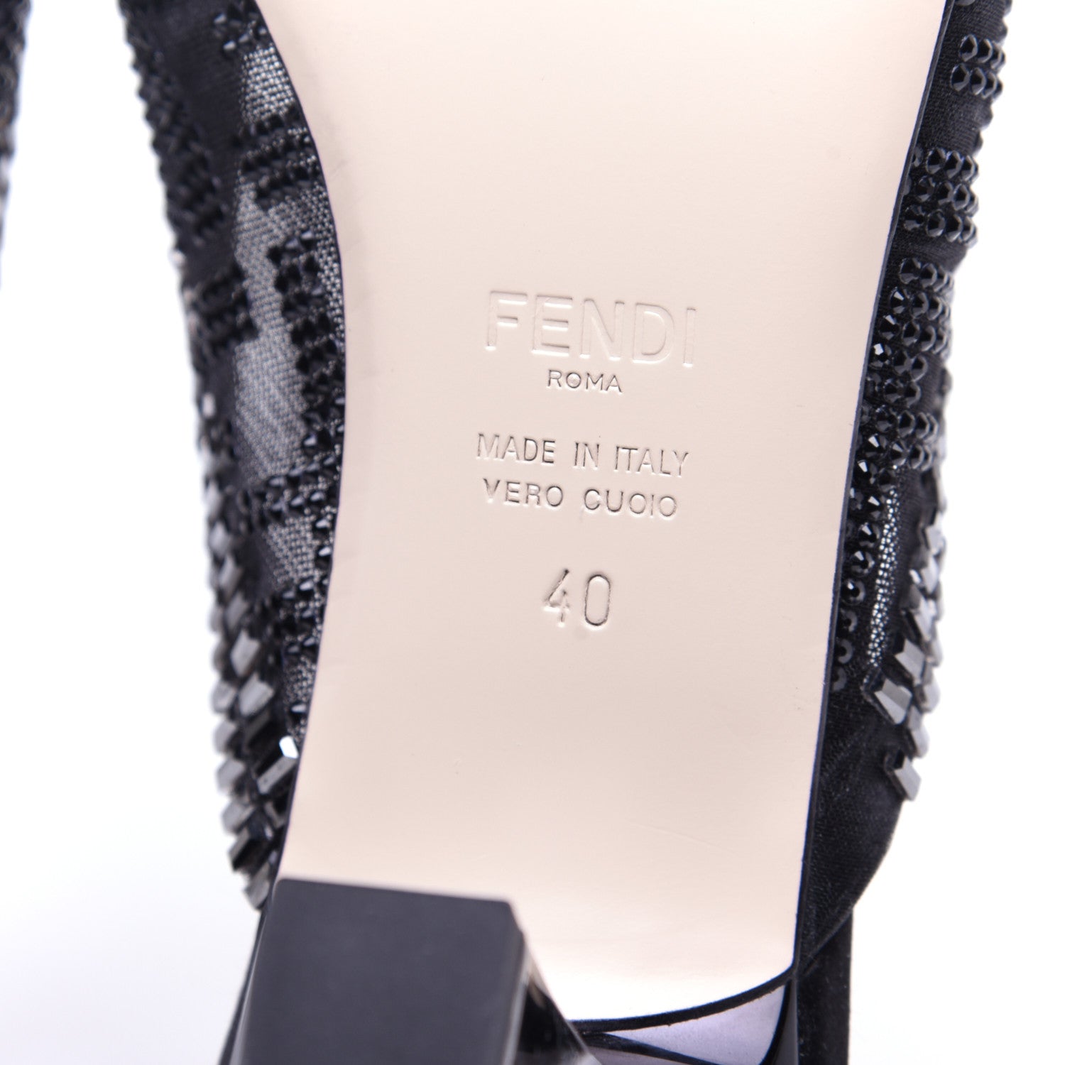 Fendi Technical Mesh Crystal FF Embellished Colibri 55mm Mules 40 Black 10 of 11