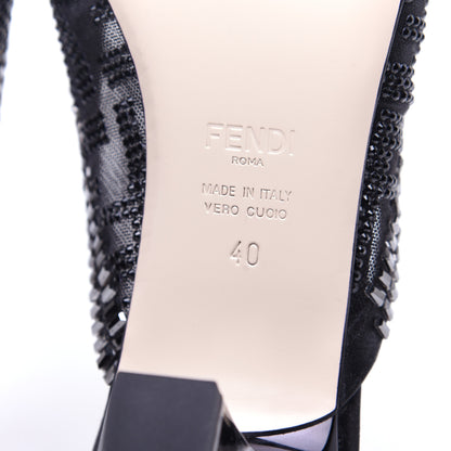 Fendi Technical Mesh Crystal FF Embellished Colibri 55mm Mules 40 Black 10 of 11