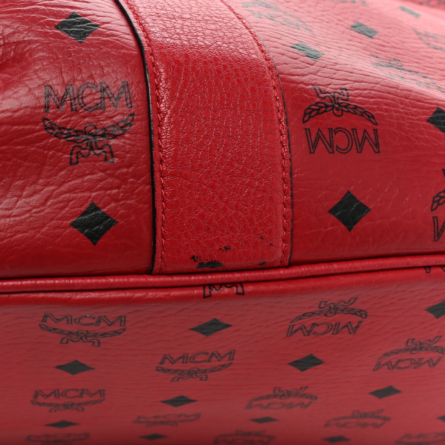 MCM Visetos Medium Liz Reversible Shopper Tote Ruby Red 27 of 31