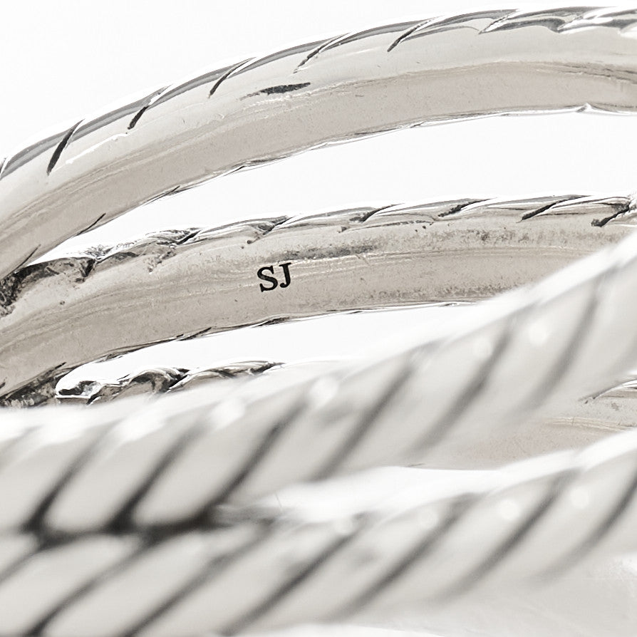 David Yurman Sterling Silver Diamond Confetti 3 Row Ring 54 7 5 of 6