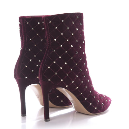 Valentino Garavani Velvet Rockstud Spike Court Ankle Booties 36 Rubino 4 of 11