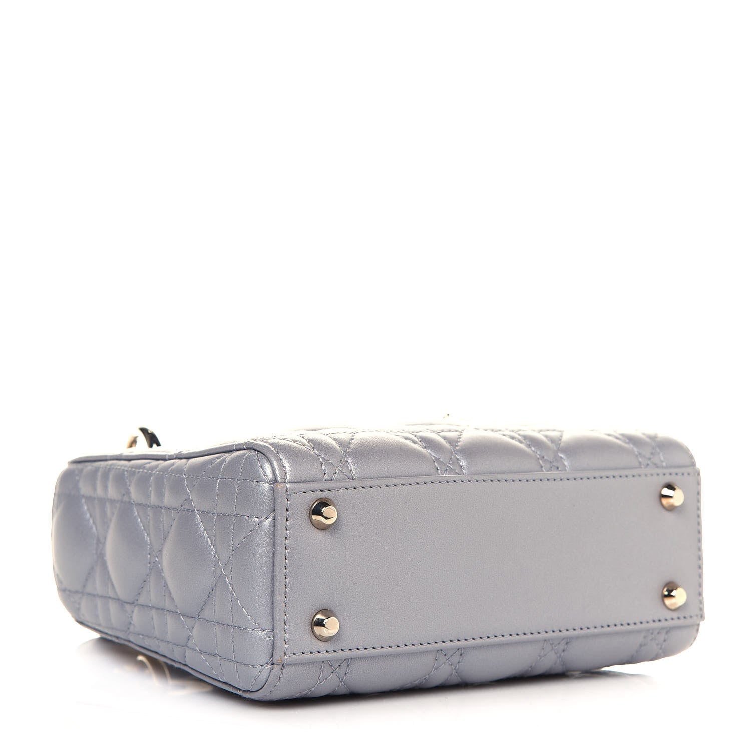 Christian Dior Metallic Lambskin Cannage Mini Lady Dior Grey 4 of 14