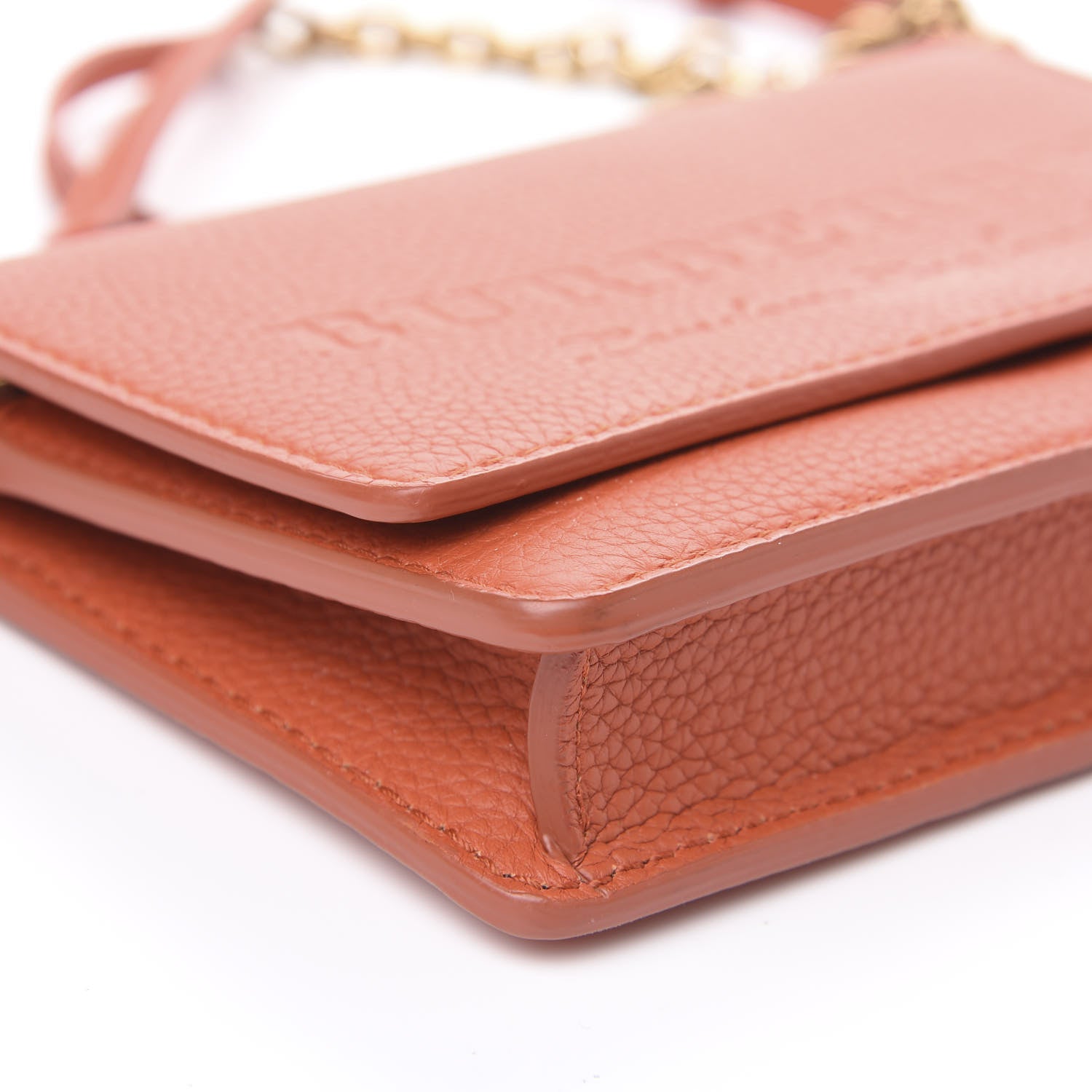 Burberry Calfskin Logo Embossed Chain Wallet Orange 7 of 9