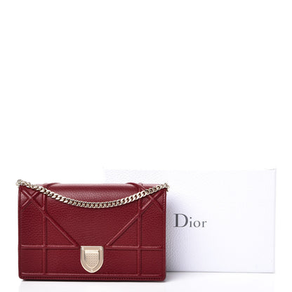 Christian Dior Grained Calfskin Diorama Wallet on Chain Pouch Burgundy 12 of 12