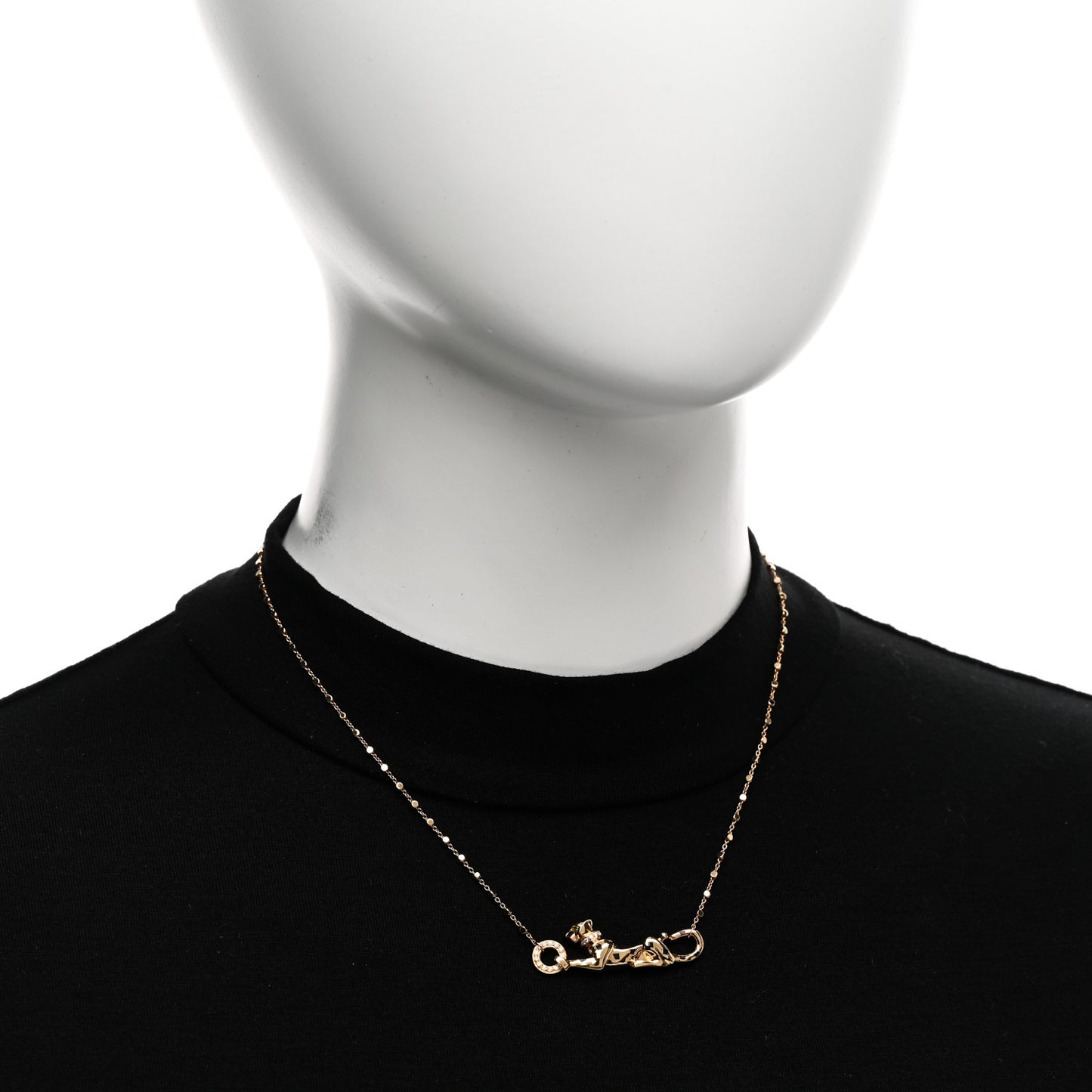 18K Yellow Gold Diamond Tsavorite Black Lacquer Panthere De Cartier Necklace