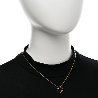 Van Cleef & Arpels 18K Yellow Gold Black Onyx Vintage Alhambra Pendant Necklace 2 of 5