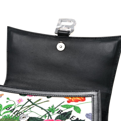 Balenciaga X GUCCI Canvas Boarded Plutone Calfskin Flora Logo Print Small Hourglass Top Handle Bag White Multicolor Black 10 of 11