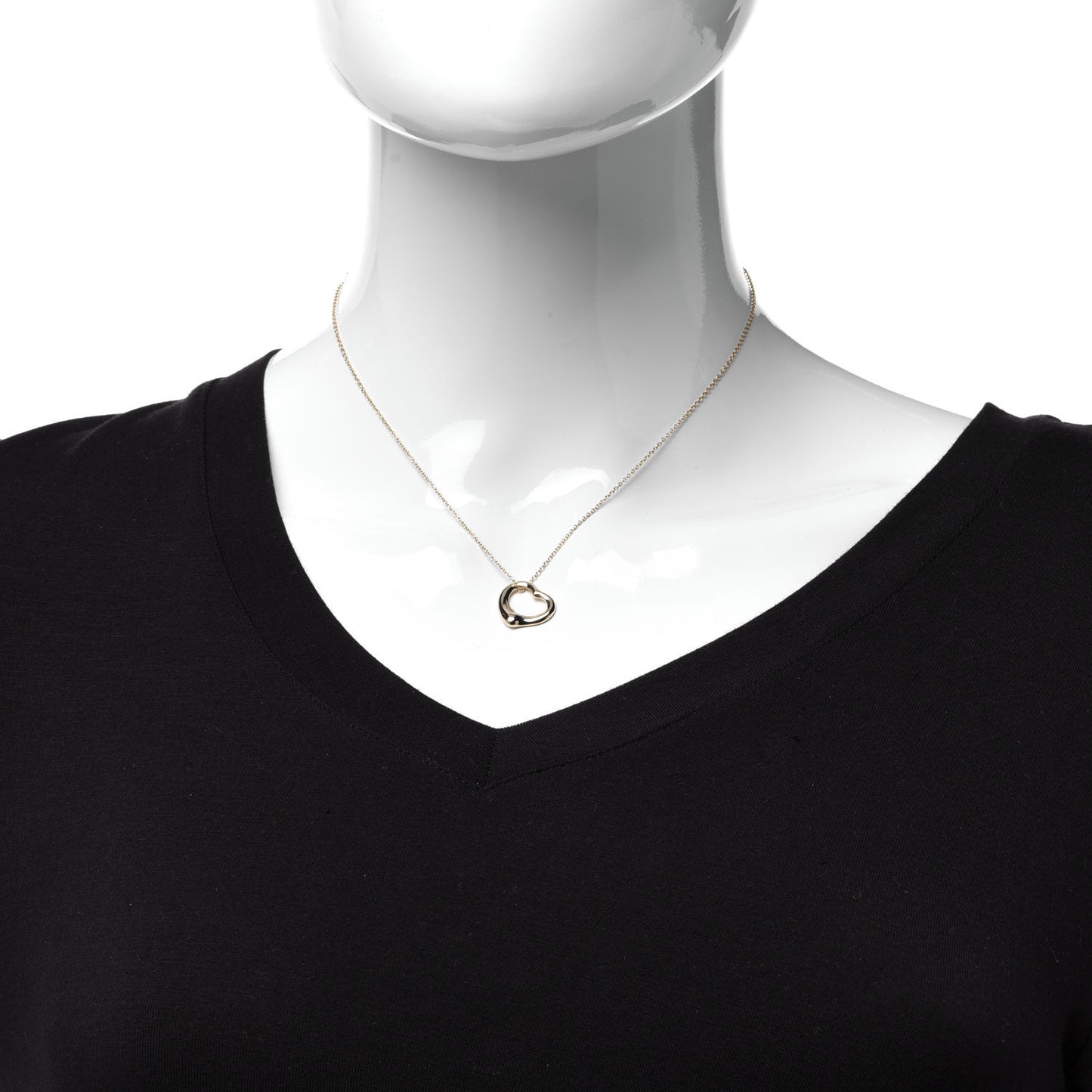 18K Yellow Gold 16mm Elsa Peretti Open Heart Pendant Necklace