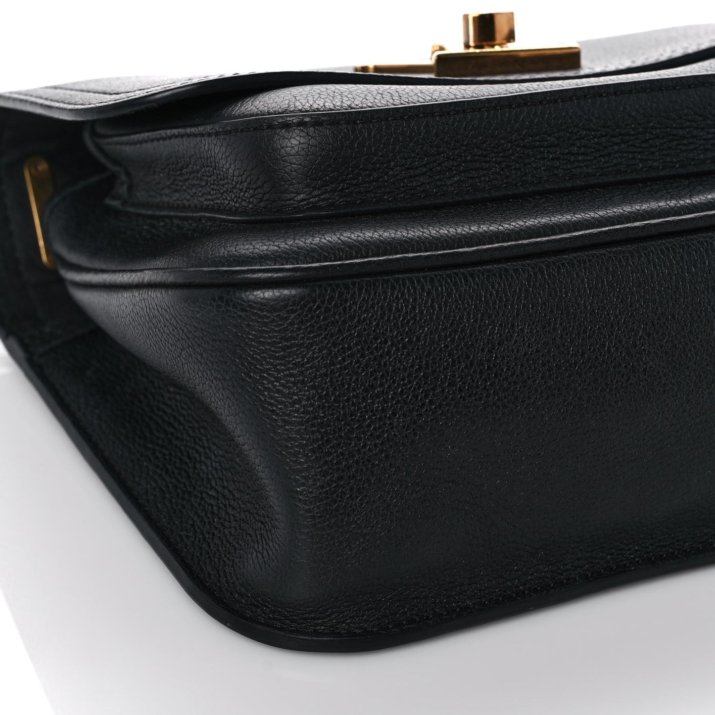 Grained Calfskin Lockme Chain Bag Black