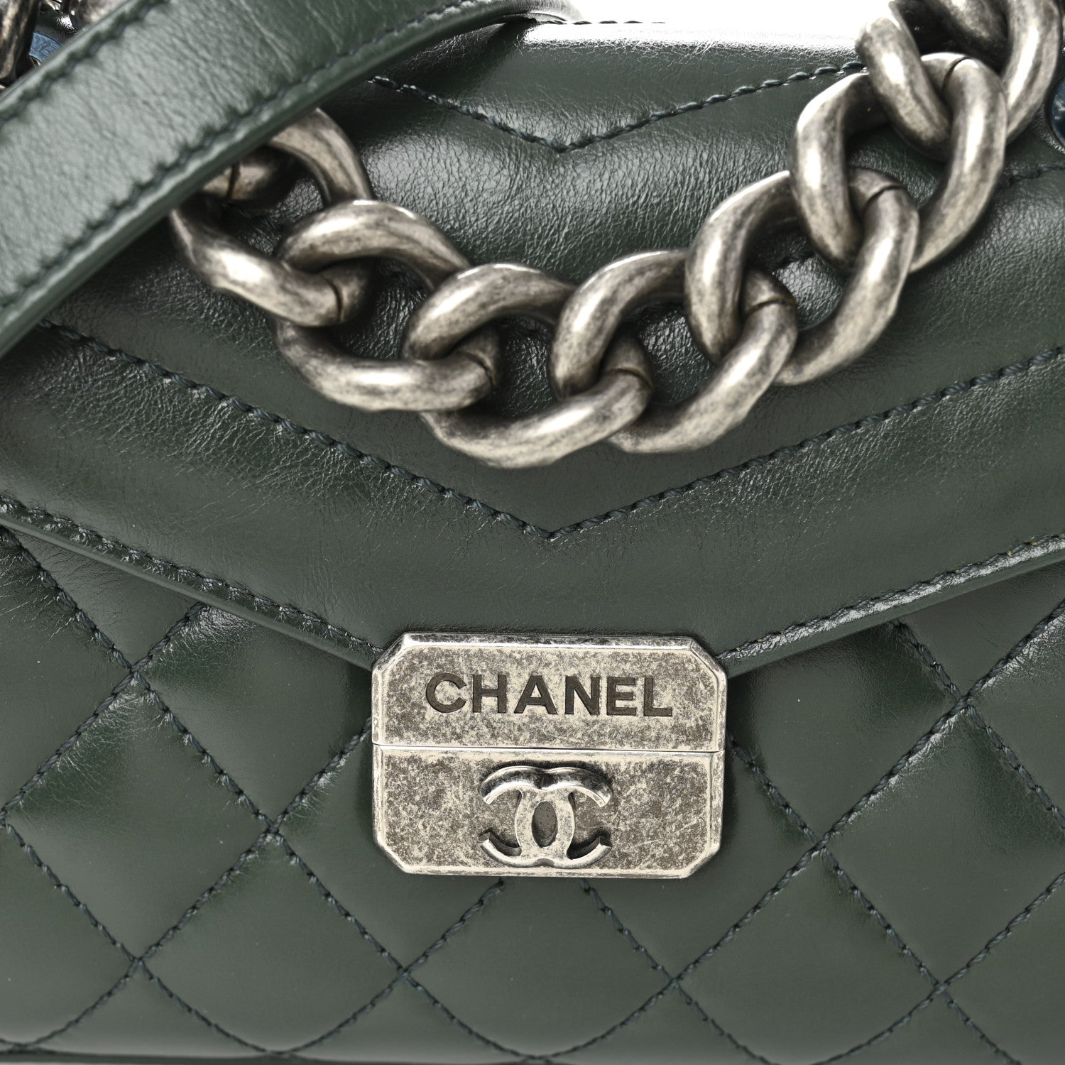 Chanel Shiny Calfskin Quilted Mad About Quilting Mini Flap Dark Green 8 of 10