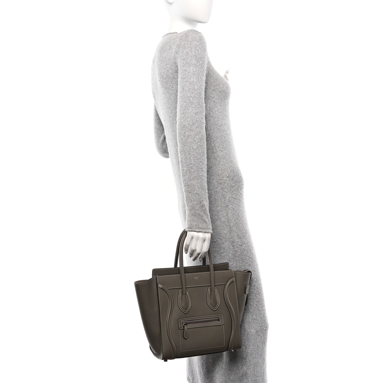 Celine Drummed Calfskin Micro Luggage Souris 2 of 11