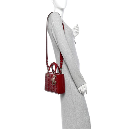 Christian Dior Patent Cannage Small My ABCDior Lady Dior Cherry Red 2 of 11