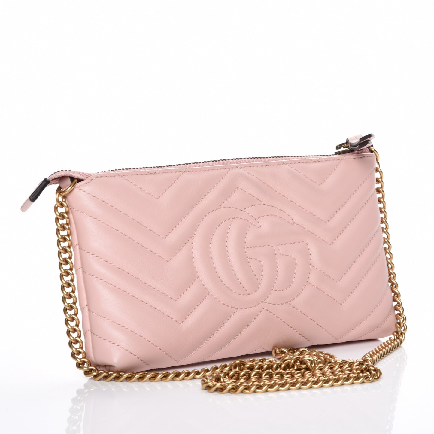 Calfskin Matelasse Mini GG Marmont Chain Bag Perfect Pink