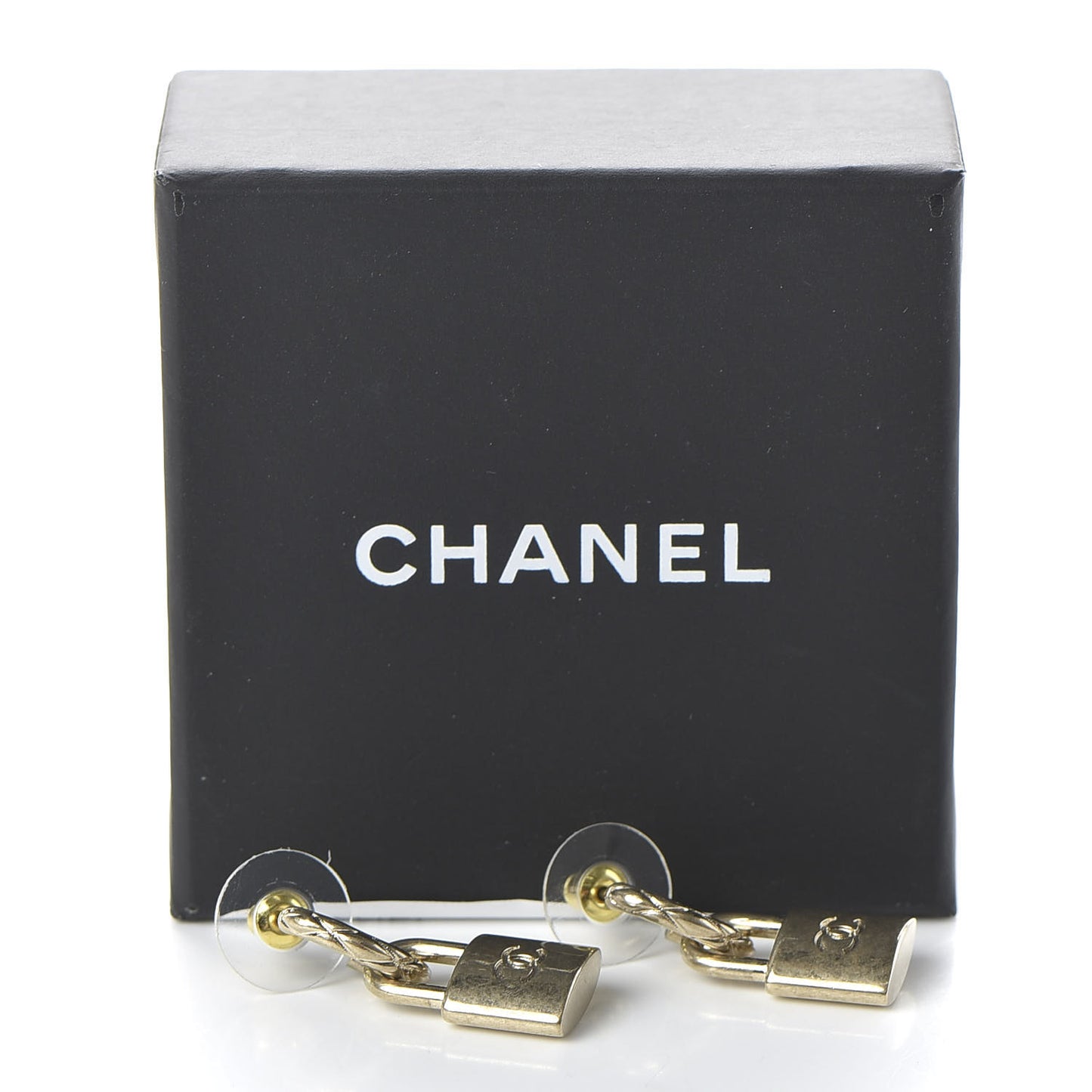 Metal Lock Drop Earrings Light Gold
