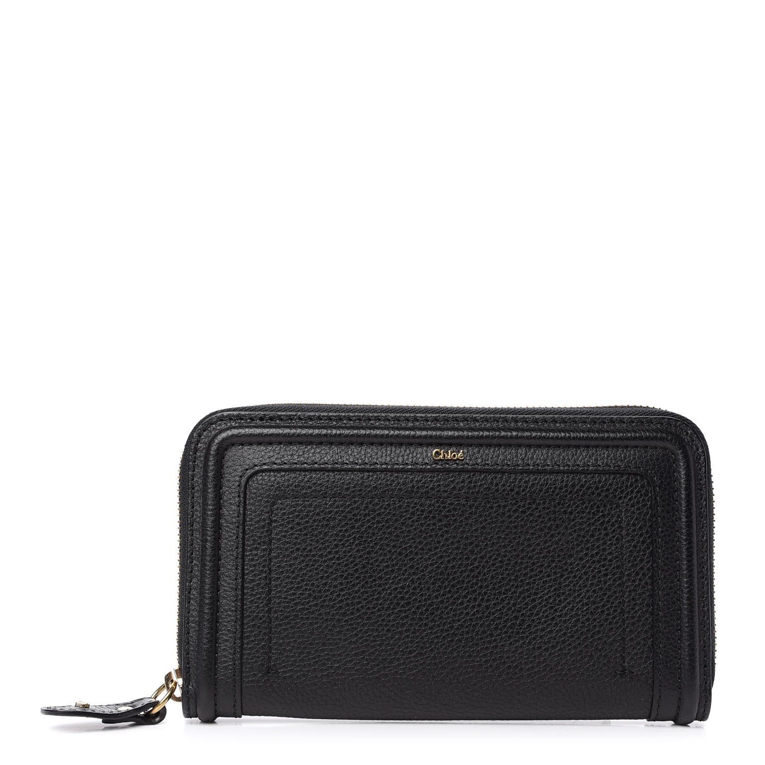 Chloe Grained Calfskin Paraty Long Zip Around Wallet Black 1 of 9