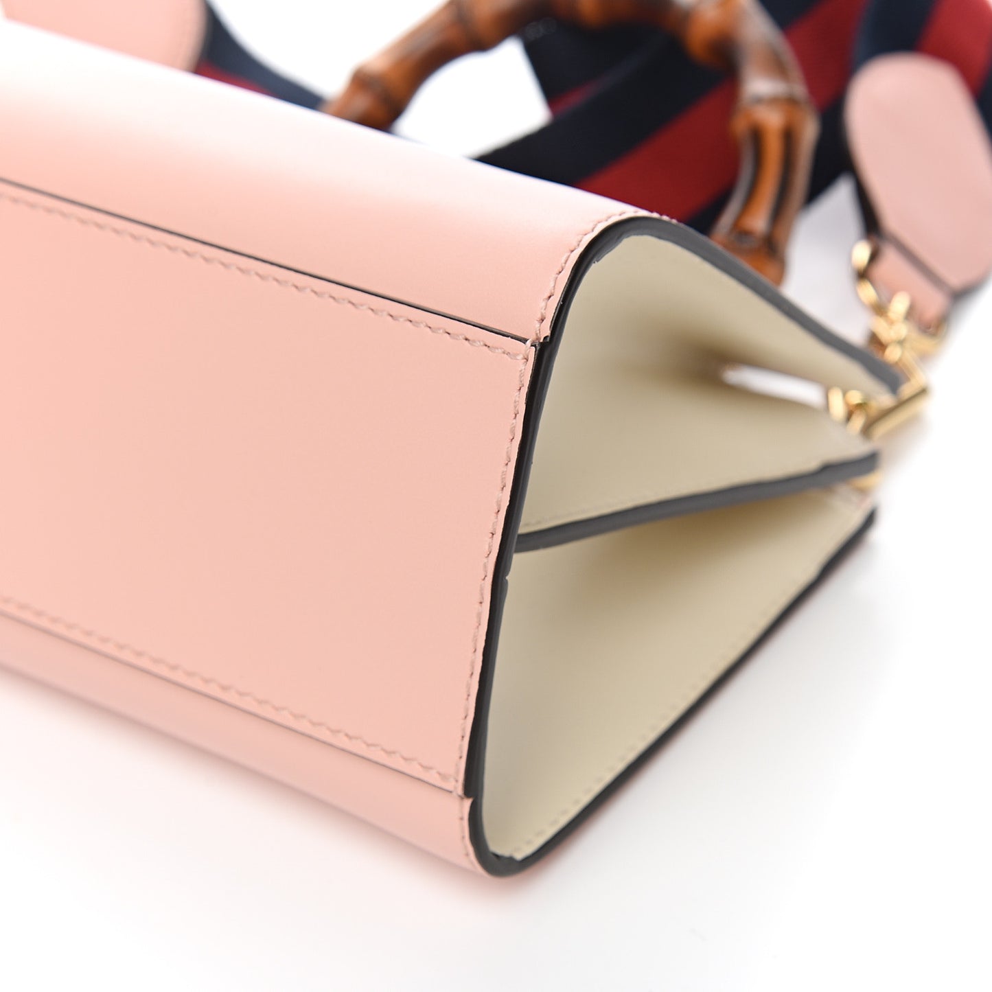 Nappa Bamboo Web Mini Nymphaea Top Handle Bag Perfect Pink Mystic White