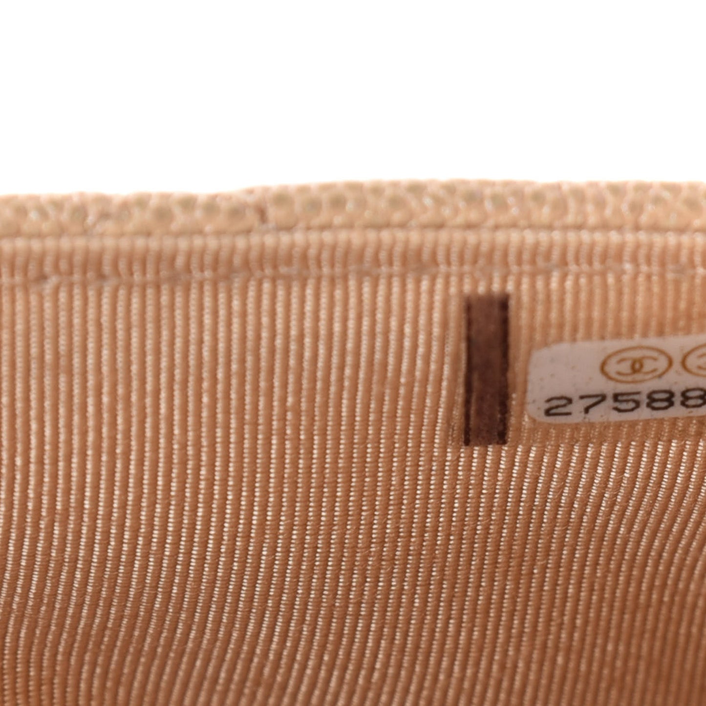 Iridescent Caviar Quilted Wallet On Chain WOC Beige