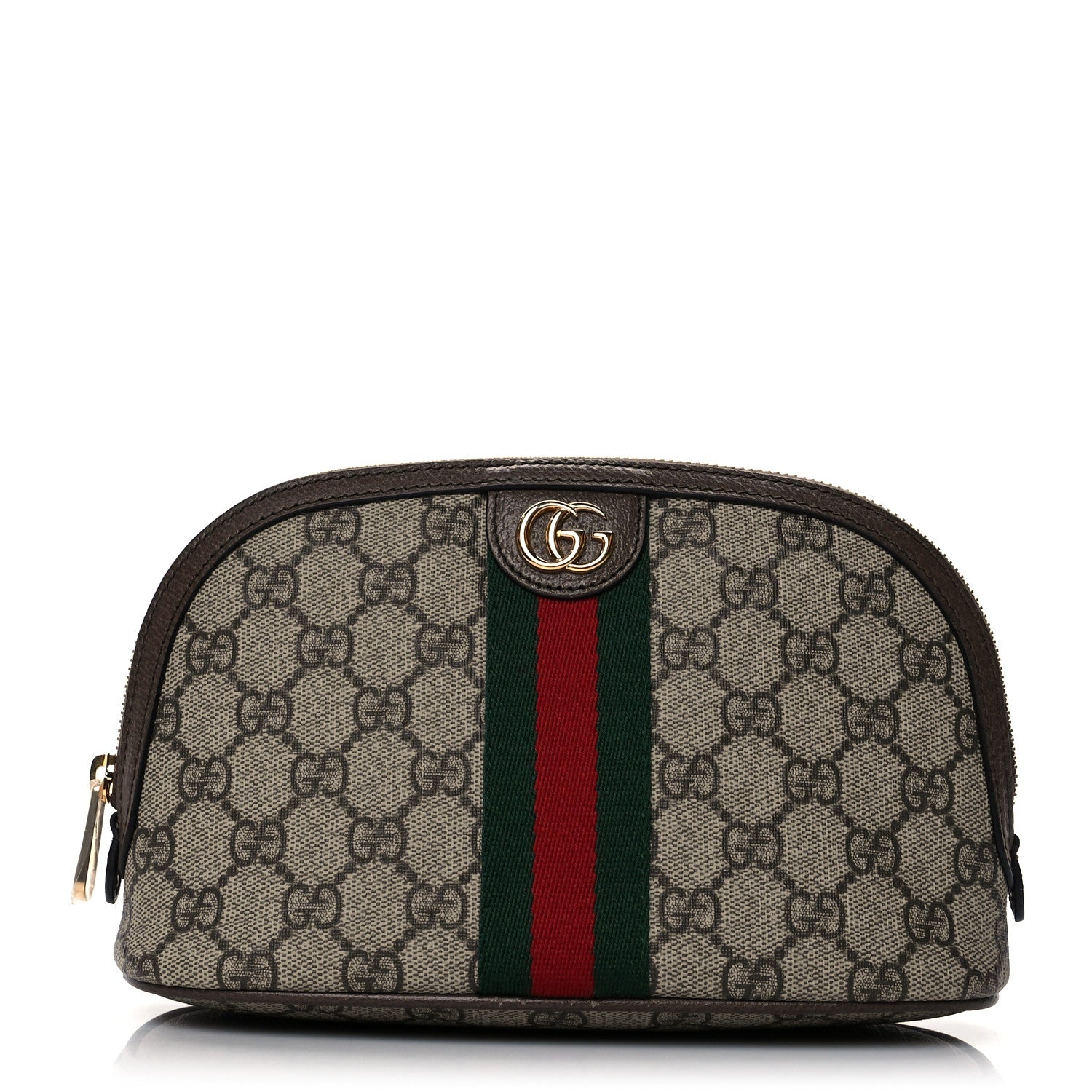 Gucci GG Supreme Monogram Textured Calfskin Web Large Ophidia Cosmetic Case Beige Ebony New Acero 1 of 10