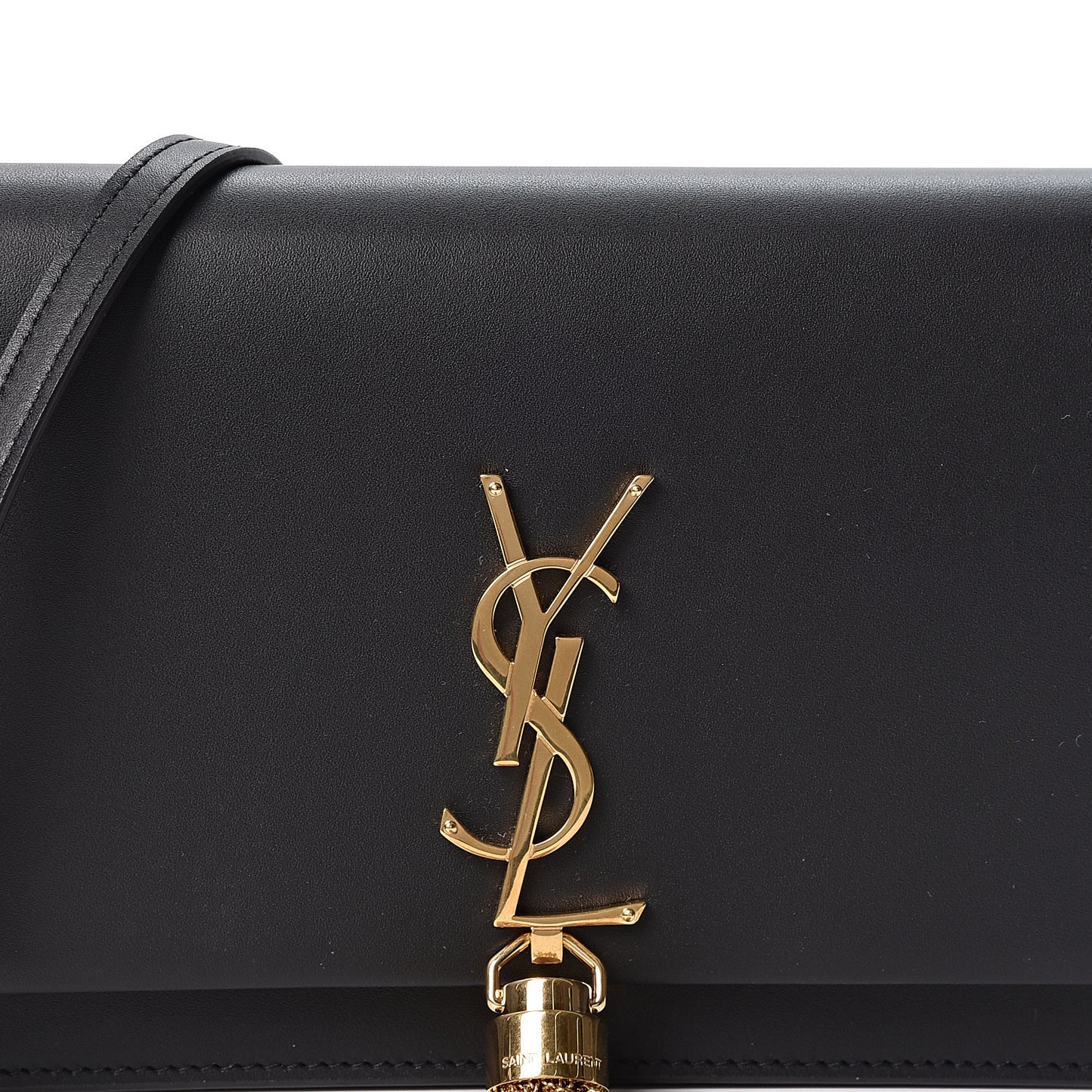 Smooth Calfskin Classic Monogram Kate Tassel Chain Wallet Black
