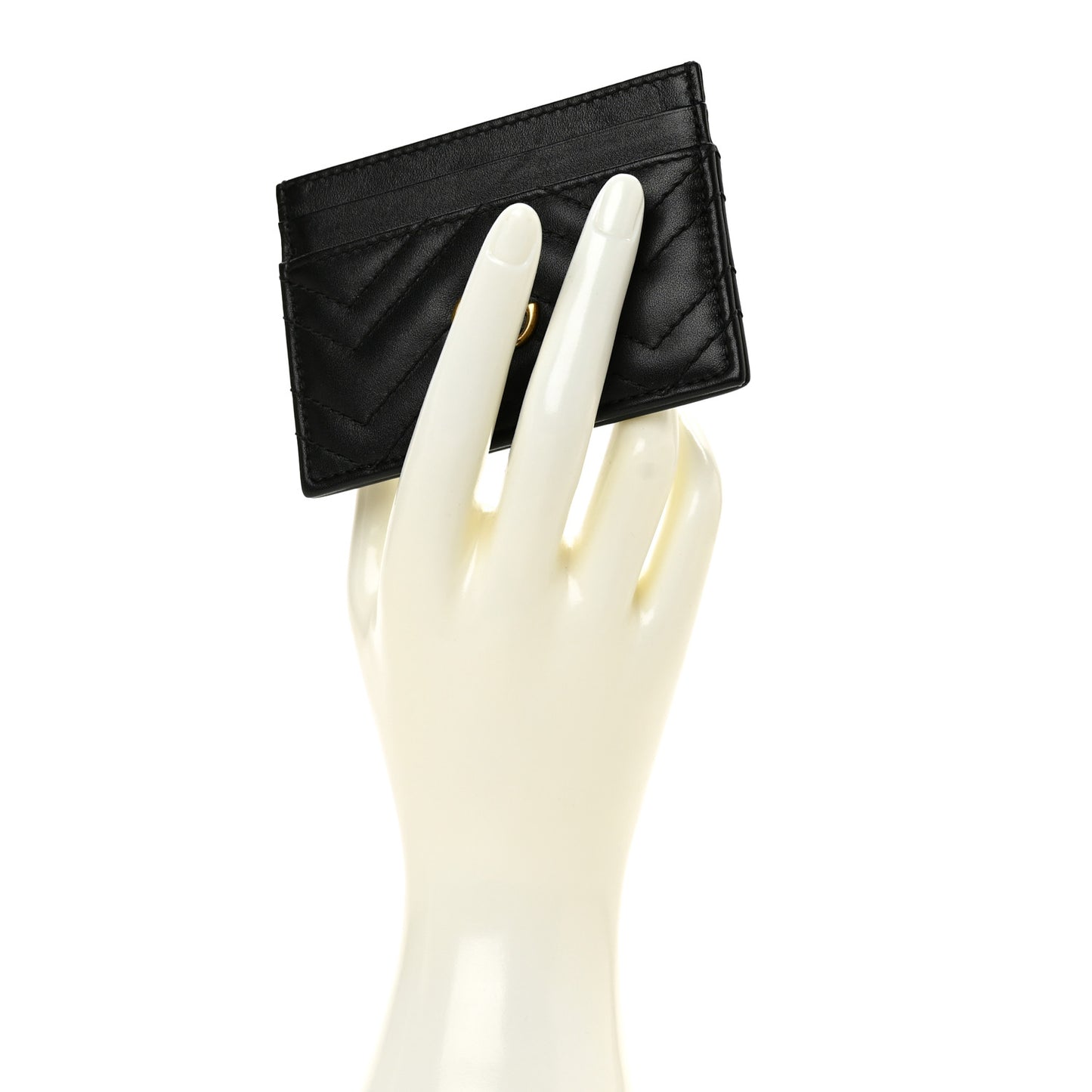 Calfskin Matelasse GG Marmont Card Holder Black