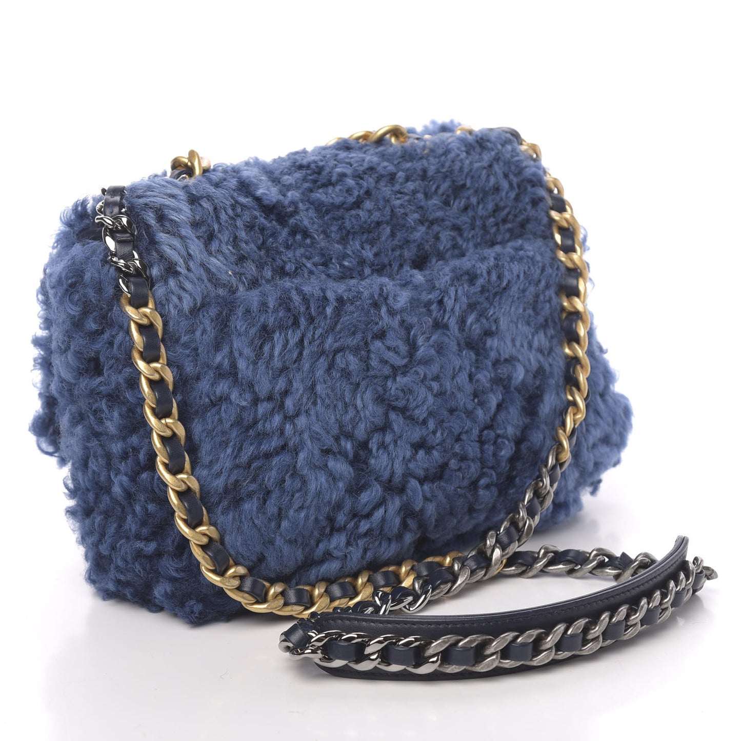 Shearling Sheepskin Medium 19 Flap Blue