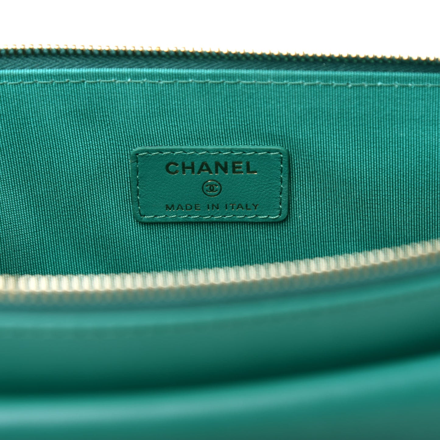 Lambskin Quilted Large Flap Cosmetic Case Turquoise