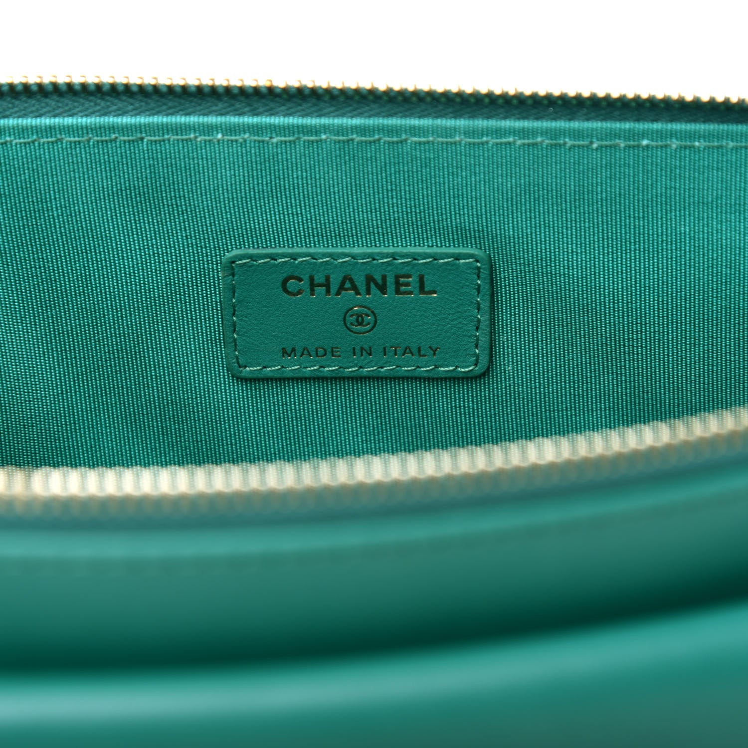Chanel Lambskin Quilted Large Flap Cosmetic Case Turquoise 6 of 8