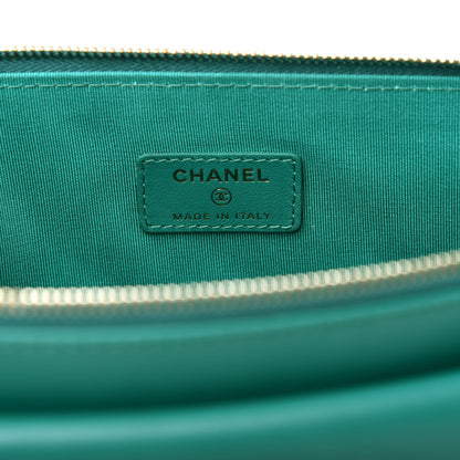 Chanel Lambskin Quilted Large Flap Cosmetic Case Turquoise 6 of 8