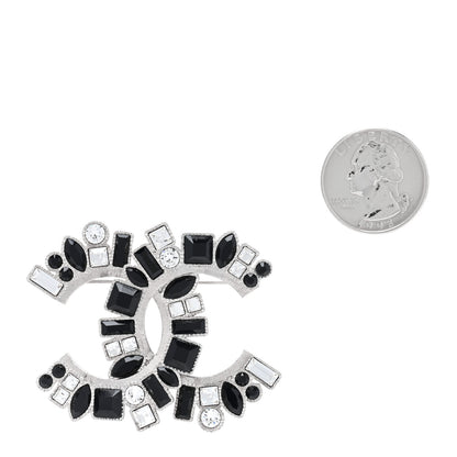 Chanel Baguette Crystal CC Brooch Black Silver 2 of 5