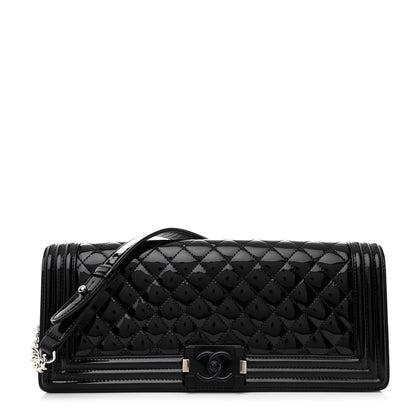 Chanel Patent Calfskin Quilted Boy Clutch With Removable Chain Black 1 of 10