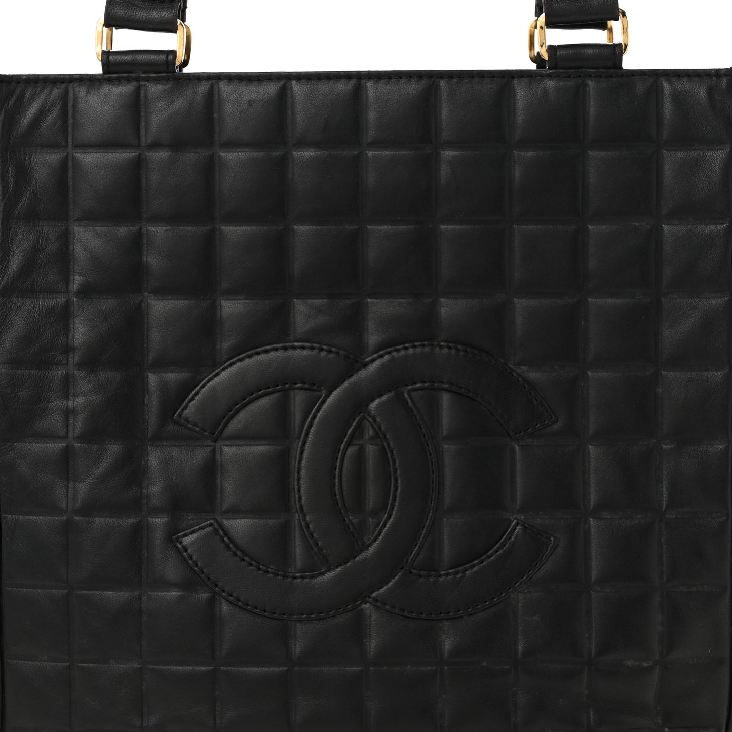 Lambskin Quilted Chocolate Bar Tote Black