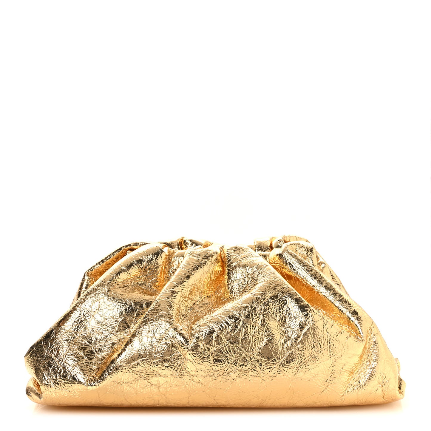 Metallic Crinkled Lambskin The Pouch Oversized Clutch Oro